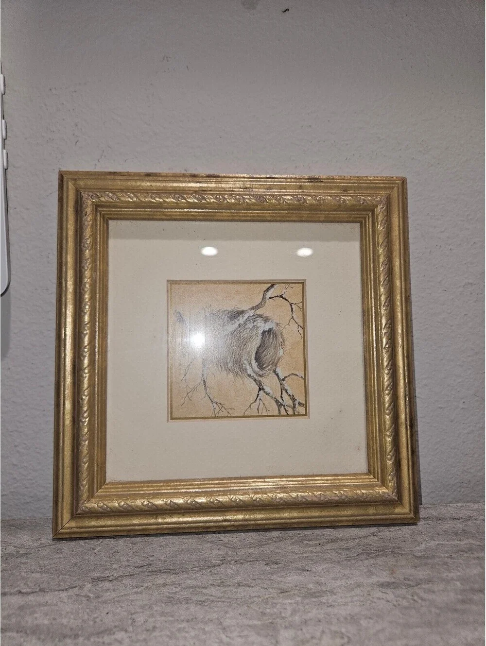 Framed Artwork Signed M.S. Harlan with Gold Ornate Frame